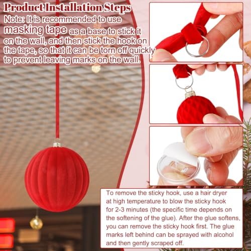 36 Pcs Christmas Balls Ornaments for Ceiling, Red Velvet - Image 3