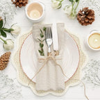 24 Pcs 13" Scalloped Woven Paper Beige Placemat, Wavy Border Design - Image 3