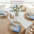 ATOSII Gulbahar Blue 100% Cotton Designer Summer Dinner Napkins, Block Print, Washable Durable Table Linen for Everyday Use Weddings Parties Outdoors I 20 X 20 Inches I Set of 4 I - Image 3