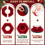 Thyle Christmas Cat Tunnel Bed, Burgundy, 2.4ft X 2.4ft X 11.8in, Velvet - Image 6