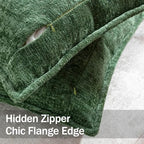 DEZENE Pack of 2 Forest Green Christmas Euro Shams Pillow Covers 26x26 Cozy Soft Chenille Decorative Throw Pillow Covers Accent Vintage Square Couch Pillow Covers for Home Decor Bed Sofa Living Room - Image 3