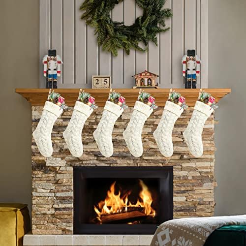 Christmas Stockings Bulk, 20 Inch Ivory Knit Stockings Christmas Holiday Decoration, 6 Pack - Image 3