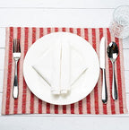Restaurantware 16 x 12 Inch Dining Table Placemats Set Of 6 Rectangle Kitchen Table Mats - Striped Easy To Clean Red Plastic Striped Placemats Wipeable Durable - Image 3