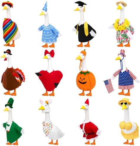 12 Pack Porch Goose Outfits, Seasonal Clothes for 23 Inch Goose Statue by LKMXD