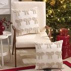 Christmas Beige Bows Throw Pillow Cover 18 x 18 Set of 2 - Image 5