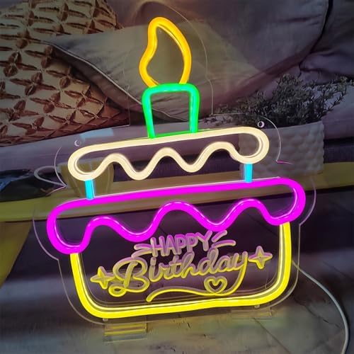 Happy Birthday LED Neon Signs Transparent Acrylic Lights Decor for Wedding Birthday Party Wall Home Bedroom Room Art Decoration with USB Light Modulator 5V - Image 2
