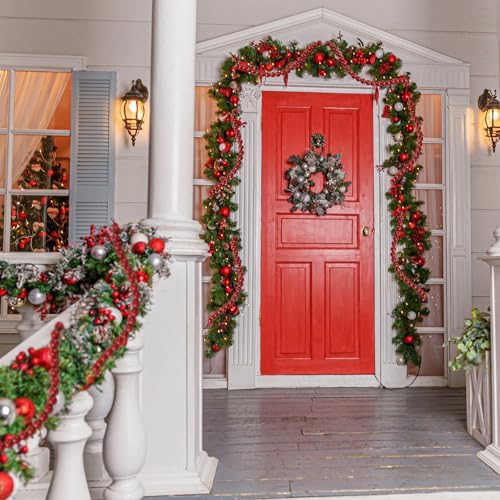 48FT Extra Long Christmas Wood Bead Garland for Xmas Mantle (Dark Red) - Image 7