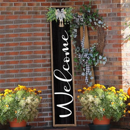 flowtorely Outdoor Welcome Sign, 45"×9", Wood Black by flowtorely
