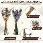 Layhit 4 Pack Large Size Boho Dried Flowers 15-17 Inch, Lavender - Image 2