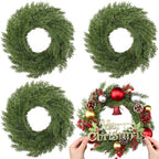 Zeyune 4 Pcs 14" Christmas DIY Green Wreath Artificial Wreath Cypress Style by Zeyune