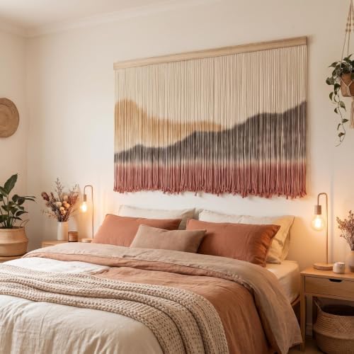 AKSWSHO Large Dip-Dye Macrame Wall Hanging Tapestry 59"x38" - Image 2