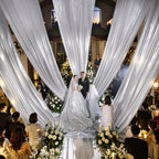 2 Panels 5ft(W) x 20ft(H) Silver Backdrop Curtain for Wedding Parties by PartyVillage