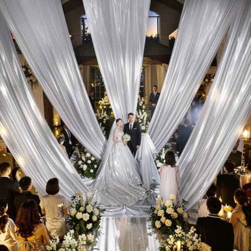 2 Panels 5ft(W) x 20ft(H) Silver Backdrop Curtain for Wedding Parties by PartyVillage