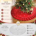 Red Tree Skirt Small Sequin Christmas 60 Inch Velvet Mini for Pencil Glitter Skirts Collar Sparkle Decorations - Image 4