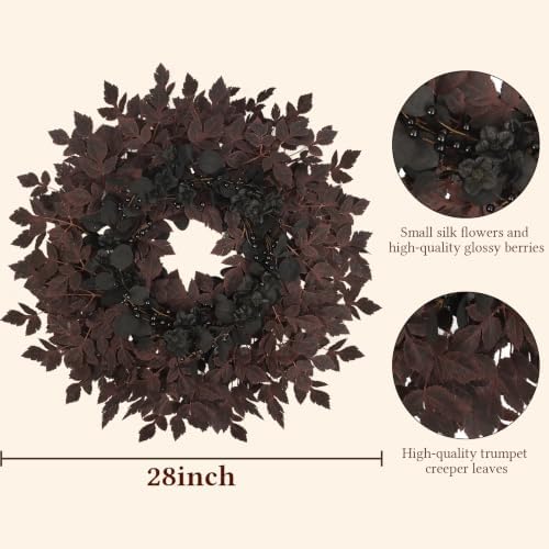 Agusbagli 28’’ Artificial Cimicifuga Fall Wreath for Front Door, Fall Decor - Image 4
