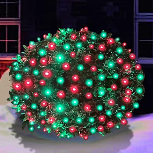 HISHINY LED Christmas Net Lights Outdoor, 5ftx5ft 100LED Green Wire, Connectable Bush Mesh Net Lights String for Halloween Christmas Party,Shrub,Yard,Tree（Red&Green） by HISHINY