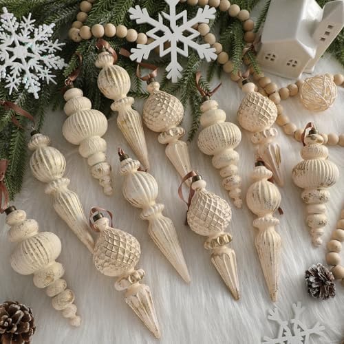 Yunlly 18 Pcs Neutral Christmas Ornaments Ivory Xmas Tree Decor - Image 2