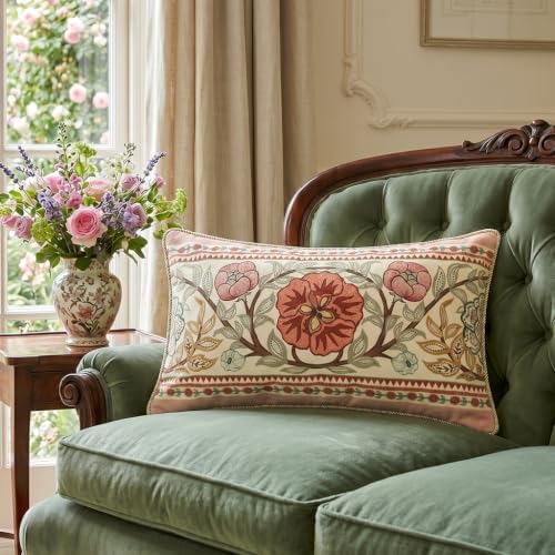 patdrea Vintage Velvet Throw Pillow Cover,Set of 2,12"x20"-Kulom C - Image 2