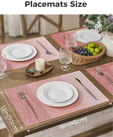 Leetaltree Gradient Pink Woven Placemats Set of 24 - Heat Resistant Non-Slip Place mats for Dining Table, Washable Durable PVC Vinyl Woven Table Mats(Gradient Pink, 24) - Image 4