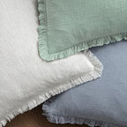MIULEE Boho Linen Fringe Decorative Throw Pillow Covers Aqua Green 18x18 - Image 4