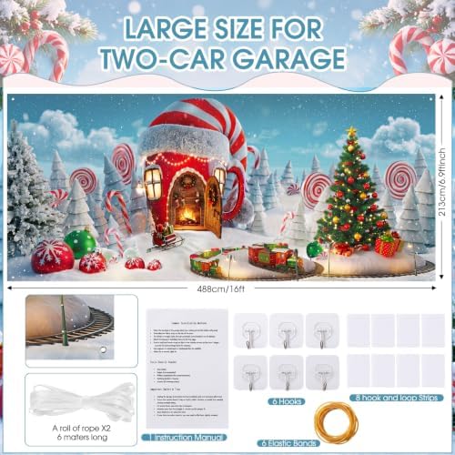 WovWeave Christmas Candy House Garage Door Cover Banner, 7 x 16 ft - Image 2