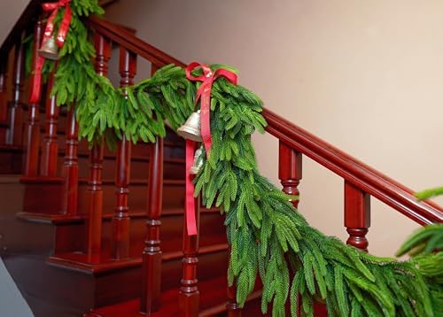 18FT Extra Full Christmas Garland Real Touch Norfolk Pine Garland Christmas Decorations Realistic Greenery Garlands for Stairs, Doorframe, Railing,Mantle, Table,Fireplace Indoor Outdoor Holiday Decor - Image 2