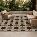JTJ Easy Jute Outdoor Rug 5x7, Beige & Black Diamond Checkered Plaid Washable Non Slip Indoor Outdoor Area Rug for Living Room, Patio, Bedroom & Home Office, Farmhouse Geometric Low Pile Carpet - Image 4