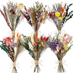 6 Bunches Large Size Dried Flower Bouquet 15 -17 Inch Natural Various Dried Flower Combinations with Wildflowers Dry Rose Lavender Forget Me Not Babys Breath for Vase Boho Wedding Farmhour Home Decor by Unknown