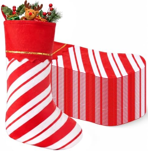 Zubebe 36 Pcs Christmas Stockings Bulk 15 Inch Felt, Red White Twill Stripe by Zubebe