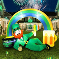 7FT St. Patrick’s Day Inflatable Leprechaun with Rainbow Beer Mug & Pot of Gold — Lucky Outdoor St. Paddy’s Day Yard Decoration with LEDs & Irish Flag Blow Up Ornament for Lawn Garden Party by Zeepair