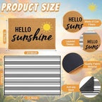 2 Pcs Layered Front Porch Decor, Hello Sunshine Welcome Doormats Summer Coastal Entryway Rug Set, Black and White Striped Crystal Velvet Base and PVC Coil Door Mat, 15.7x23.6 & 23.6x31.5 - Image 3