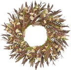 Handmade Autumn Harvest Wreath, 22" Fall Wreath with Faux Eucalyptus and Cream Berries, Thanksgiving Wreaths for Front Door Porch, Farmhouse Decor for Indoor Outdoor by Jalumix