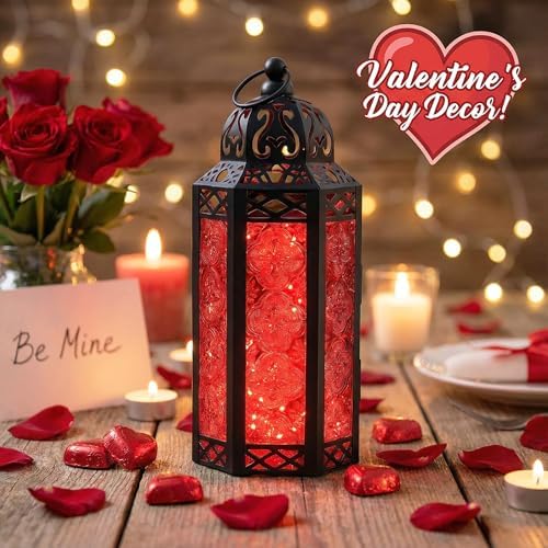 Vela Lanterns Decorative Indoor Red Fairy Light Candle Holder, M, 2-Pack - Image 6