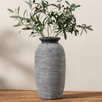 Ceramic Rustic Vase, Large Flower Farmhouse Vases Home Decor, 12.5" Tall Pottery Decorative Pampas Vase for Table Living Room Entryway Mantel Bookshelf Bedroom Bathroom Kitchen-Black by ooit