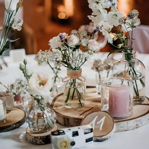 Glass Flower Vases for Centerpieces, 12Pcs Vintage Small Clear Bud Vase for Flowers Mini Crystal Decorative Bottle with Hemp Rope Bows for Housewarming Wedding Birthday Tabletop Decoration - Image 2