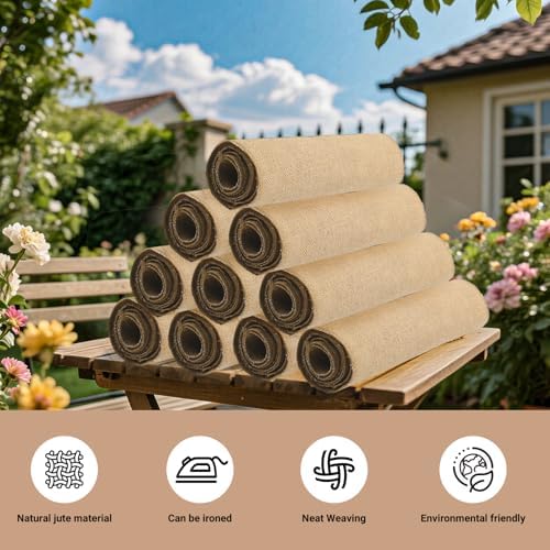 13 Pack Natural Burlap Table Runners 12" x 71" Inch Long, Rustic Jute Fabric Vintage Wedding Decorations, Brown Party Runner, Farmhouse Dinner Table Runner for Home Party Seasonal Event Decoration - Image 4