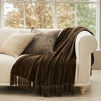 EverGrace Chenille Knit Throw Blanket for Couch, 60"x80", Dark Brown - Image 6