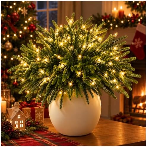 5/10 Bundles Twinkling Enchanted Evergreen Pine with Lights，10 Bundles by Unknown