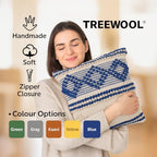 TreeWool 100% Cotton Woven Throw Pillow Cover (Pack of 1, 18" x 18", Blue) - Image 2
