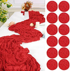 12 Pack Red Cheesecloth Table Runner,20x120 in Table Runner by FXKS