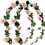 FiveSeasonStuff Dreamy Pink Artificial Silk Roses Flower Garland, Bendable Hanging Vines (2pcs, 11ft) by FiveSeasonStuff