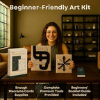 Macrame Kit for Beginners - DIY Rope Canvas Wall Art Kit with Ropes Supplies & Tools | DIY Macrame Art Wall Hanging Decor Starter Set, Craft Kits for Adults, Boho Aesthetic Home Decoration (Black) - Image 6