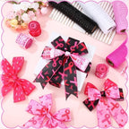 10 Pcs Breast Cancer Awareness Ribbon Mesh Ribbon Wired Ribbons - Image 3
