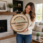 Personalized Family Name Wall Sign, Custom Faux Wood Slice Welcome Plaque, Rustic Farmhouse Home Decor, Flat MDF Board with 3D Printed Wood Illusion (Not Real Wood), Housewarming Gift - Image 3