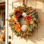 24 Inch Fall Wreaths for Front Door Outside Autumn Wreath with Peony - Image 3