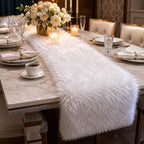 Faux Fur Table Runner 12x72 Inch White Christmas Table Decor - Image 5