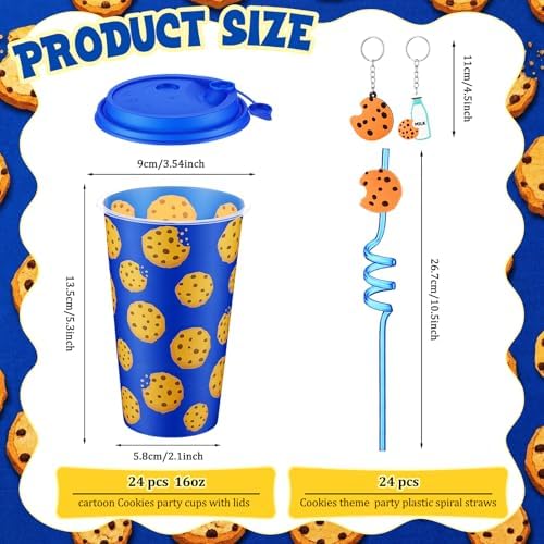 24 Set Monster Party Supplies 16oz Cartoon Blue Monster Themed - Image 2