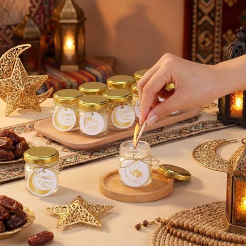 MTLEE 24 Pcs Eid Mubarak Scented Soy Candles 1.8 oz Glass Ramadan Scented Candle Gifts for Women Muslim Islamic Gifts for Family Eid Party Favors Table Decorations - Image 4