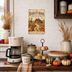 Decorative Tin Sign Vintage Metal Tin Sign Rustic Distressed Finish Harvest Roads Red Barn Windmill Pumpkin Farm Wall Decor for Farmhouse Entryway Porch 12×16 Inches with Metal Frame - Image 4