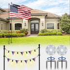 ZMTECH 2 Packs 10 FT Heavy Duty Flag Pole in Ground with Solar Light, Flag Pole Holder for Outside House with Solar Light and 5 Pronges Base, Flag Pole Kit for Outdoor Garden Decor(Without Flag) by HighQualityGardeningTools